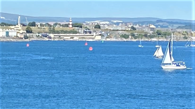 View across to Plymouth Hoe finish point